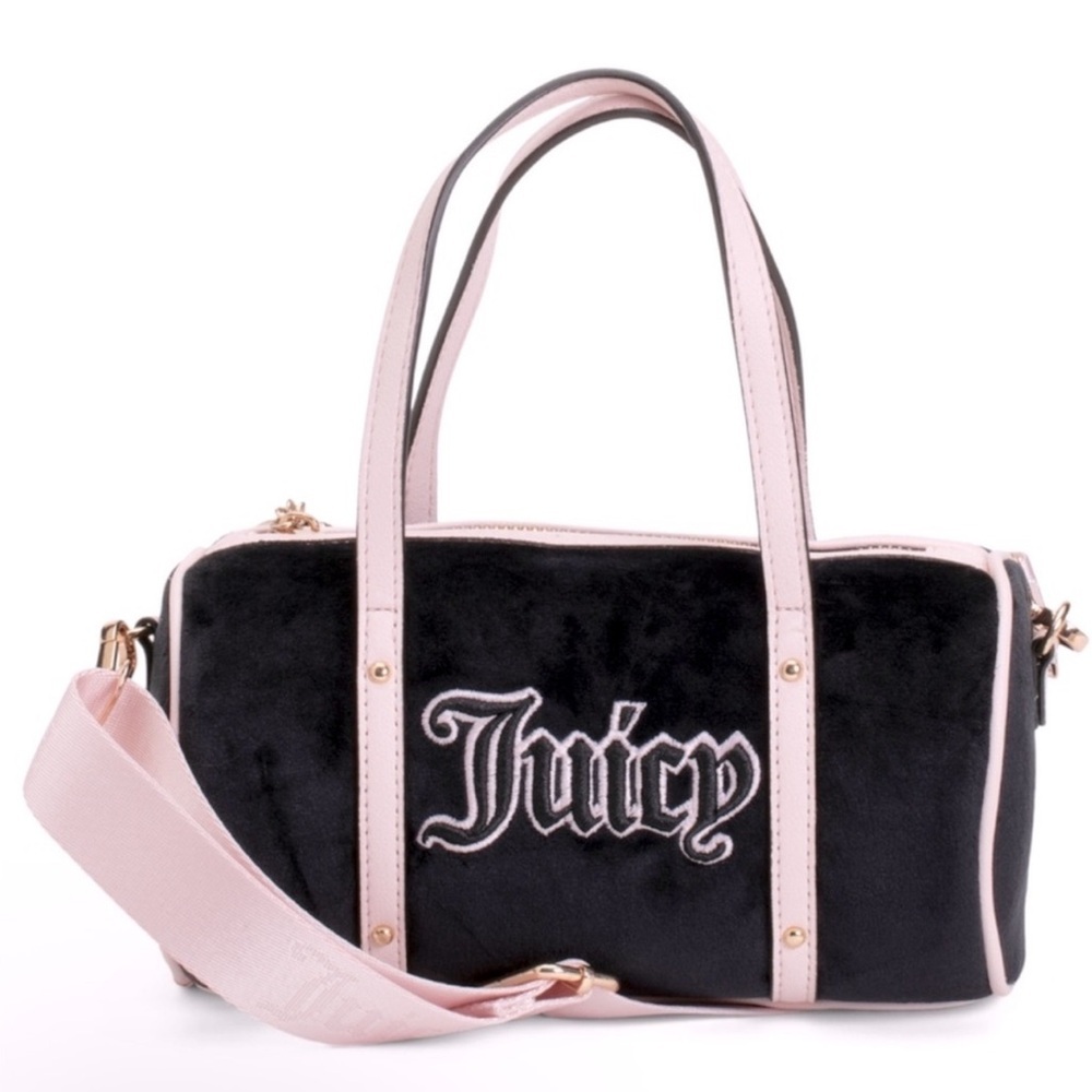 NWT Juicy Couture Black and Pink Shoulder Bag with Glossy Finish